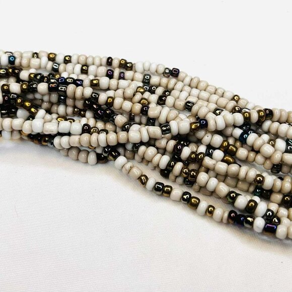 Vintage Wide Beaded Bracelet with Wooden Clasp Ethnic Boho 20 cm - Picture 3 of 8